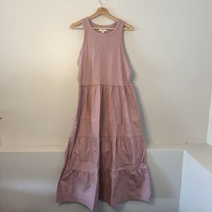 Maurices Mauve Sleeveless Ribbed Knit Tiered Cotton Midi Dress Size XL NWT